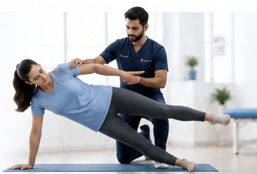Therapist working with patient